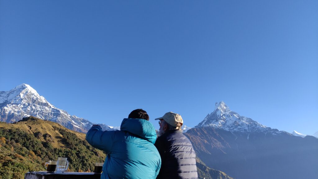 Breathtaking views of the majestic Annapurna mountain range, showcasing its towering peaks and dramatic landscapes.