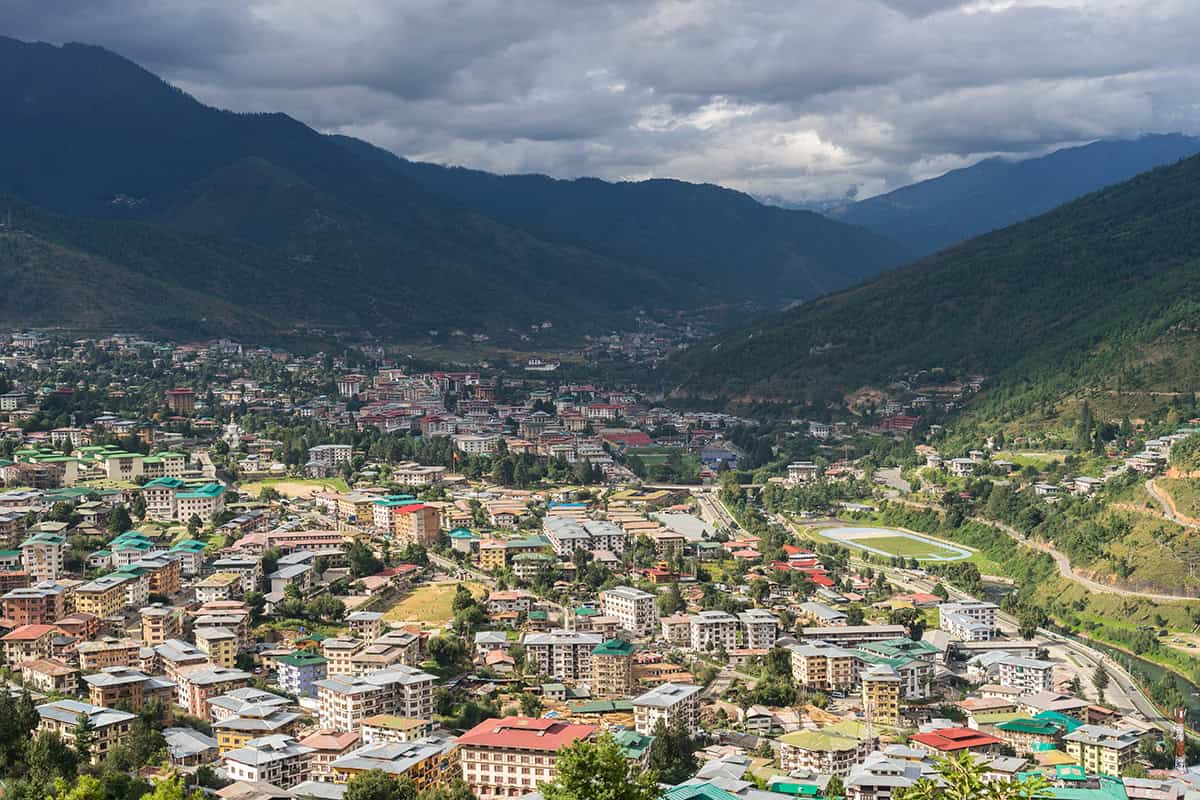 Thimphu city view showing Bhutan’s capital culture and daily life during Bhutan Tour 3 Nights 4 Days.