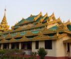 Beautiful monastery with intricate architecture in Lumbini, Nepal.
