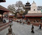 athmandu Durbar Square, a cultural and historical hub with ancient royal palaces, courtyards, temples, and statues showcasing traditional Newar architecture.