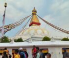 Boudhanath Stupa, one of the largest stupas in Nepal and a center of Tibetan Buddhism.