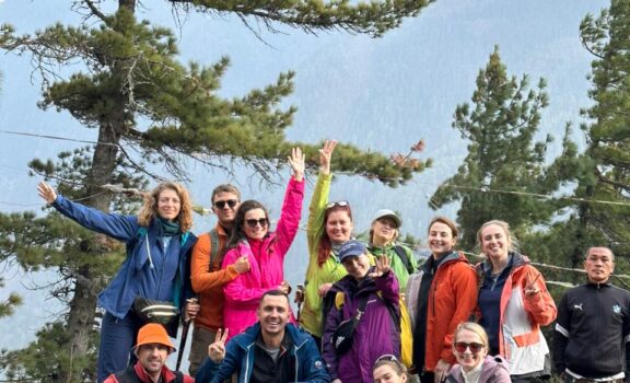 Trekkers Having Fun on the way to Manang.