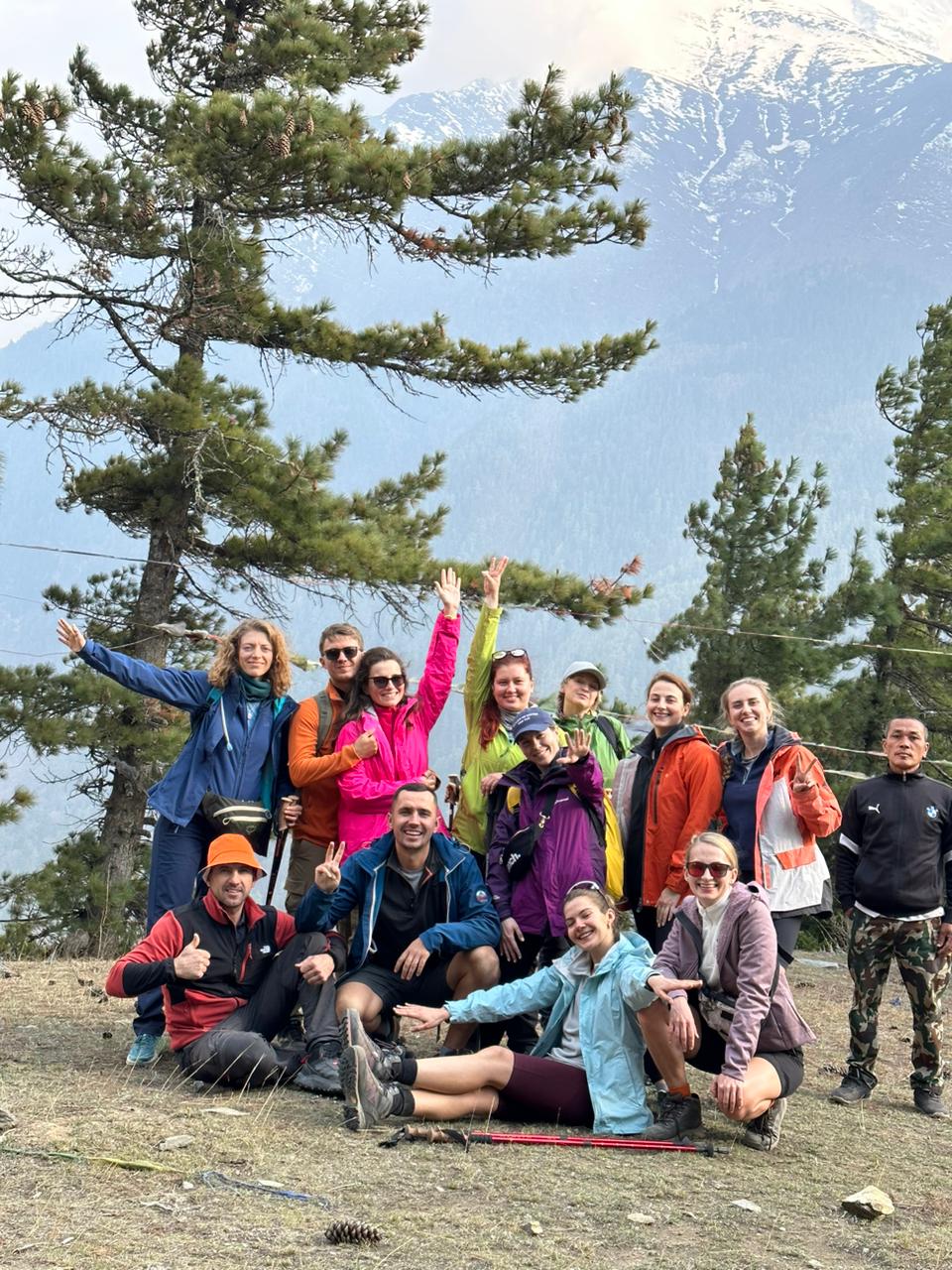 Trekkers Having Fun on the way to Manang.