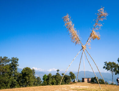 Traditional Nepali swing on the way to Nagarkot.