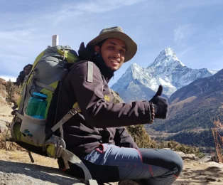 Mount Aama Dablam and Mr. Rajan.