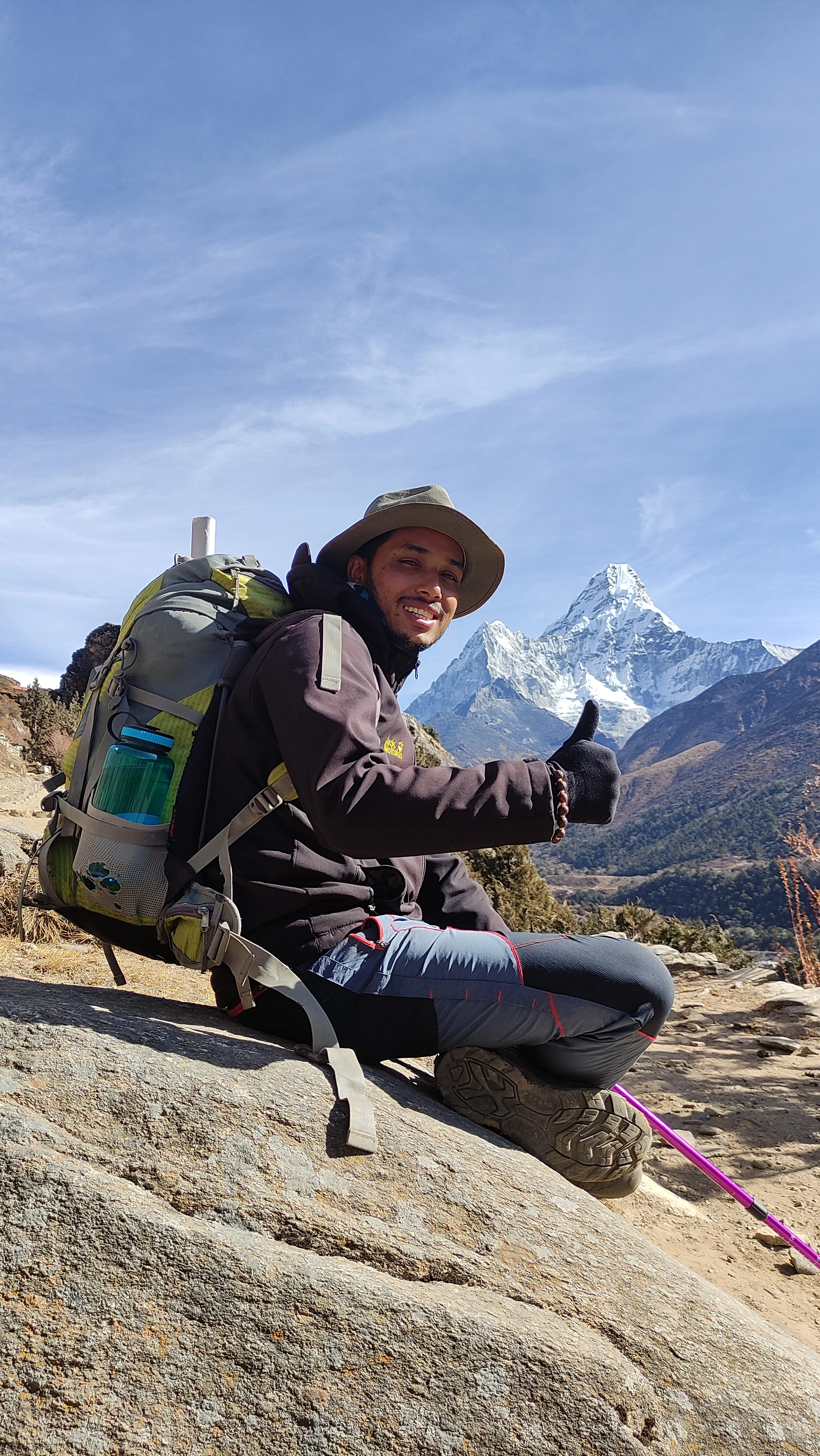 Mount Aama Dablam and Mr. Rajan.