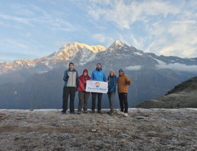 Team Namaste Nepal at Mardi Himal Upper View Point.,