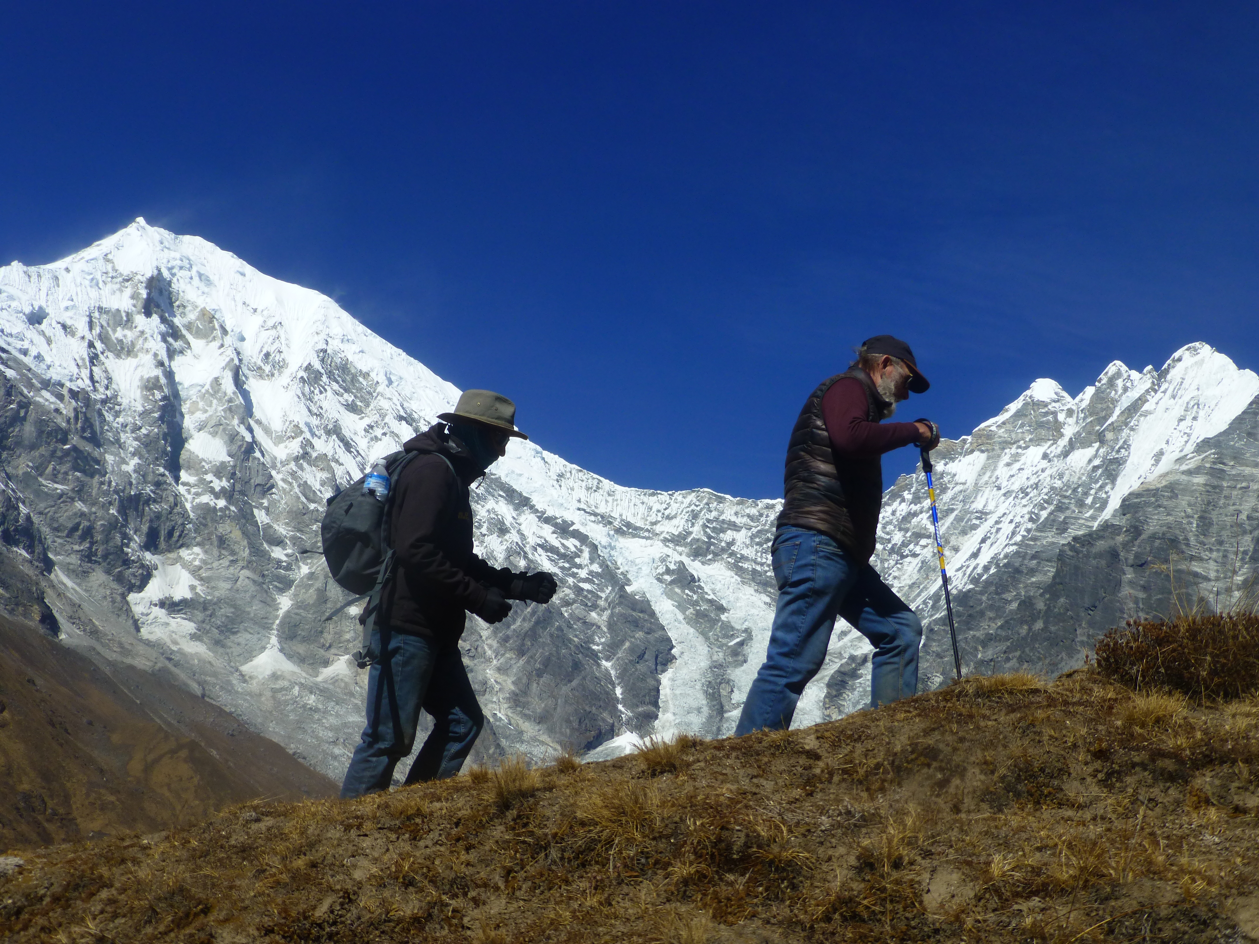 75-year man climbs Tserko Ri, overcoming physical challenges with inspiring resilience on the Langtang Valley Trek.