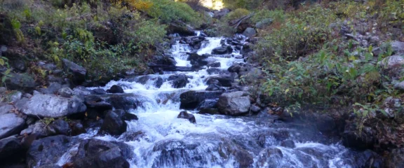 Small waterfall along the trekking trail to Langtang Valley.