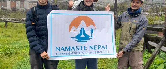 Our trekking team reaching the Langtang Village.