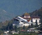 Airplane Taking off from Paro Airport Bhutan.