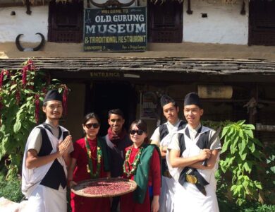 Gurung cultural dress, immersing themselves in the authentic cultural experience and customs of the Gurung people.