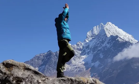 MR. Rajan doing Surya Namaskar in everest Region.