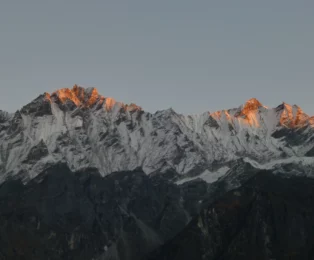 Evening light and mountain views from Kyanjin Gompa during Langtang Trek.