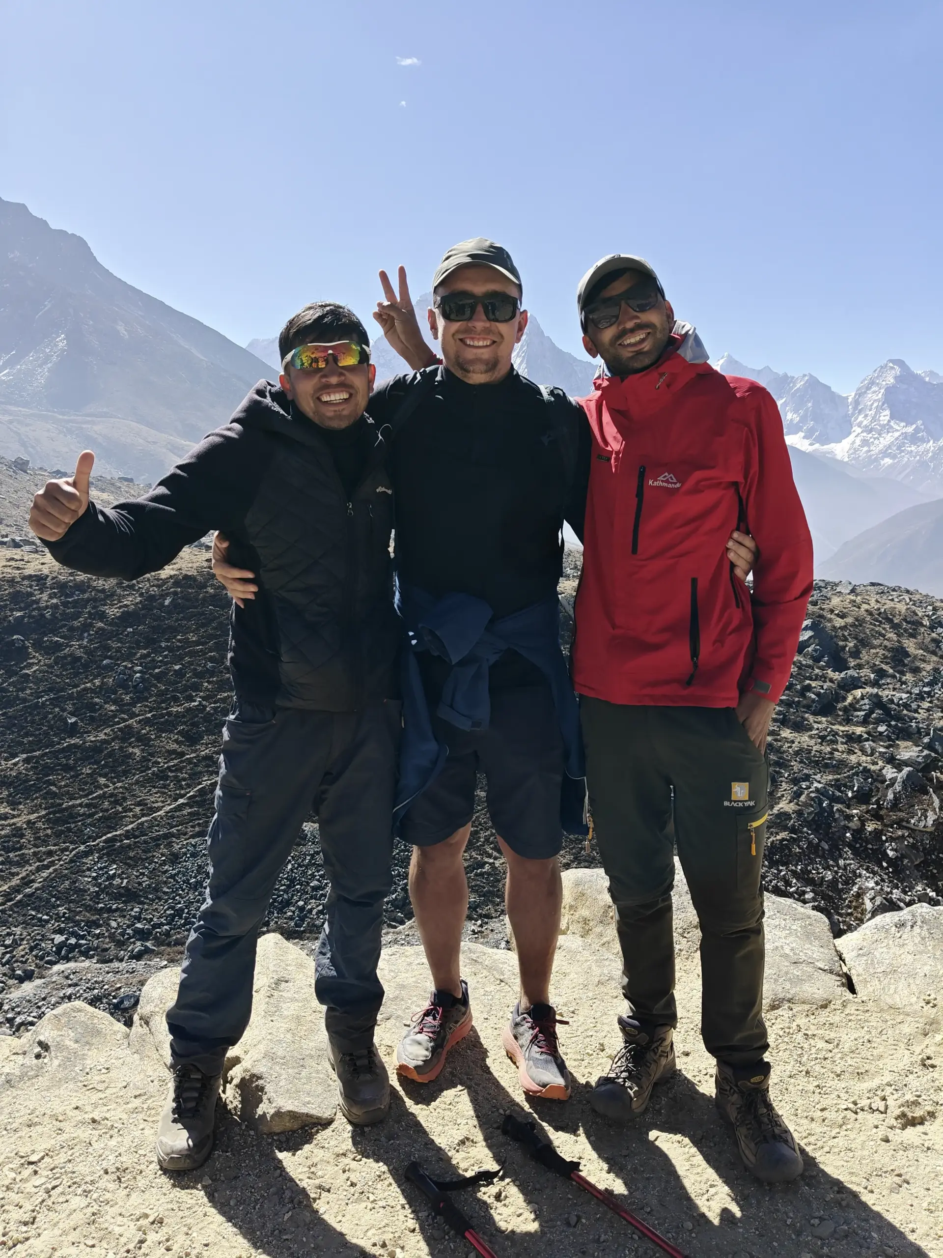 Trekking back to Namche Bazaar after completing the Everest Base Camp Trek.
