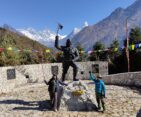 View of Mount Everest as seen from the viewpoint atop Namche Bazaar.