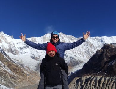 Tean Namaste Nepal Having Fun at Annapurna Base Camp.
