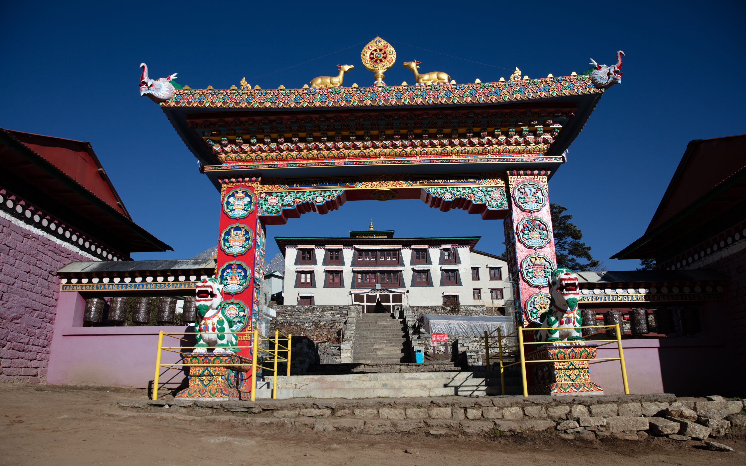 Tengboche Monastery on the Everest Base Camp trekking route, showcasing Sherpa culture and Himalayan spirituality.