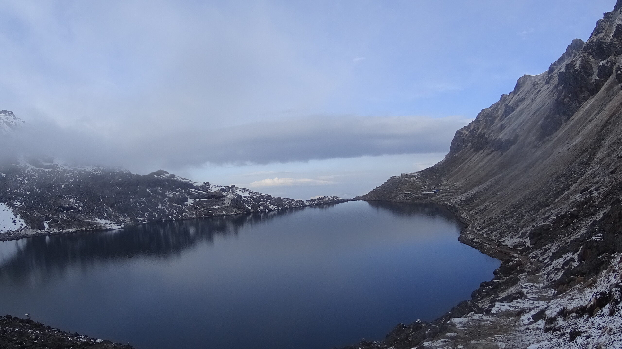Goshainkunda Lake in early winter.