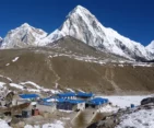 Striking views of Pumori and Kala Pattar from Gorak Shep, near Everest Base Camp.