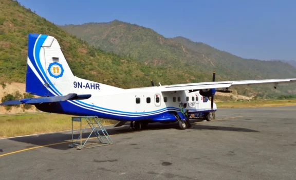 Aircraft stand by in Ramechhap airport.