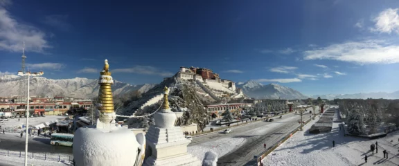 Elevated view of the majestic Potala Palace in Lhasa.