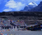 Pilgrims and monks gathered during the Saga Dawa Festival near Mount Kailash.