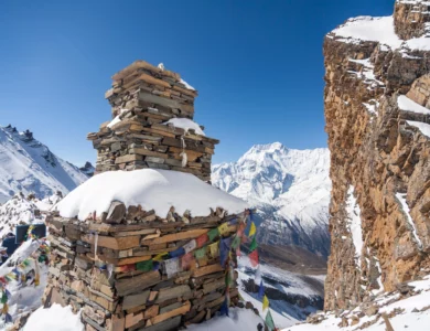 Panoramic scenery from Kangla Pass during the Nar Phu Valley Trek