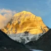 Magnificent sunset illuminating Mount Kailash, highlighting its spiritual aura and serene beauty.