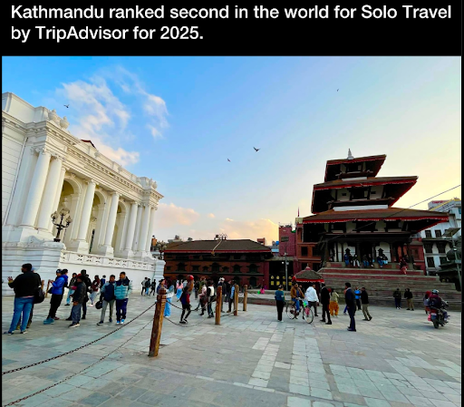 Kathmandu was ranked Tripadvisor's No. 2 Destination for Solo Travelers in 2025.
