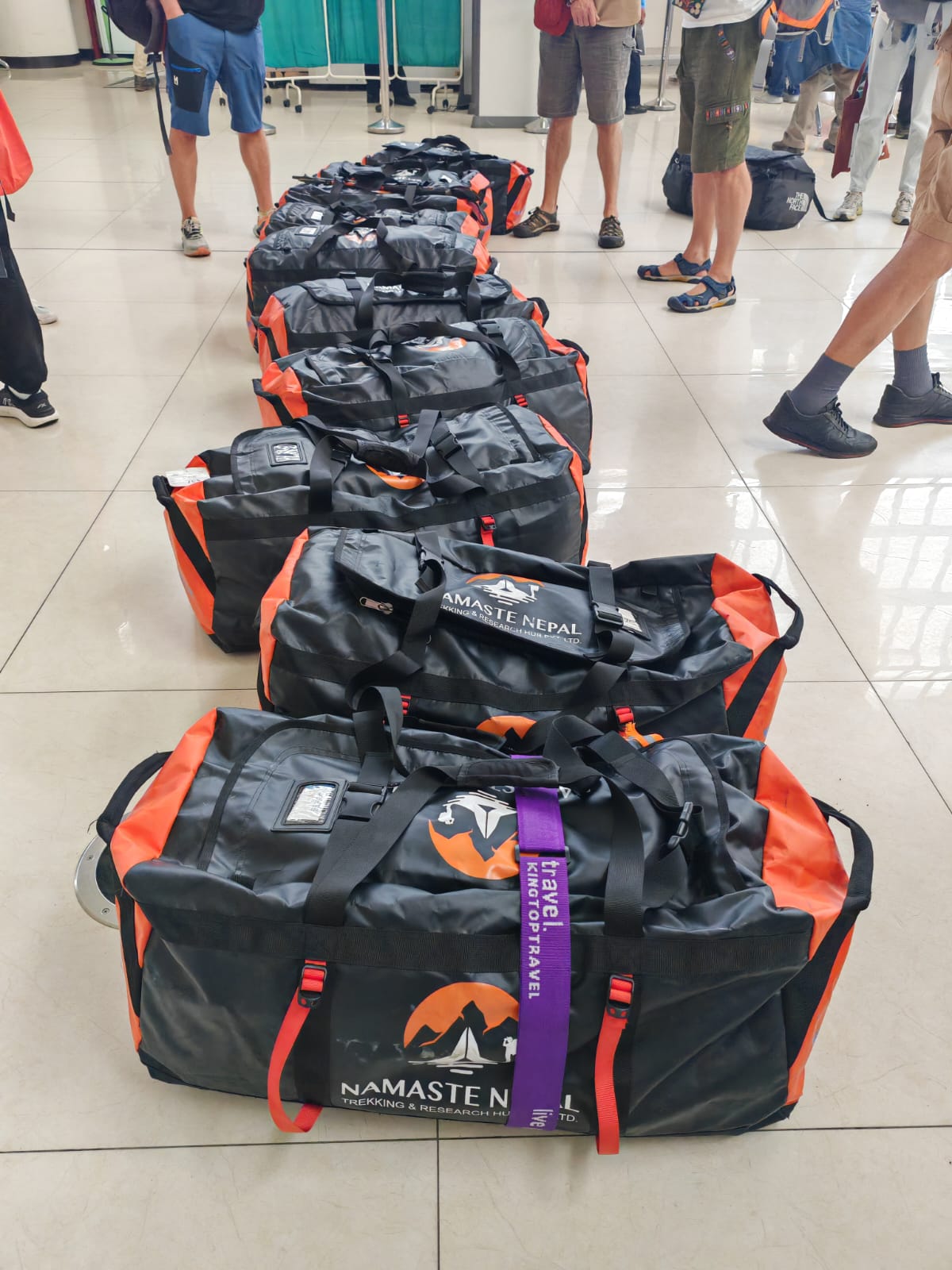 Durable duffle bags used by pilgrims on the Kailash Mansarovar Yatra.