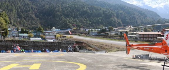 Soft Landing at Lukla Airport during the Everest Helicopter Tour.
