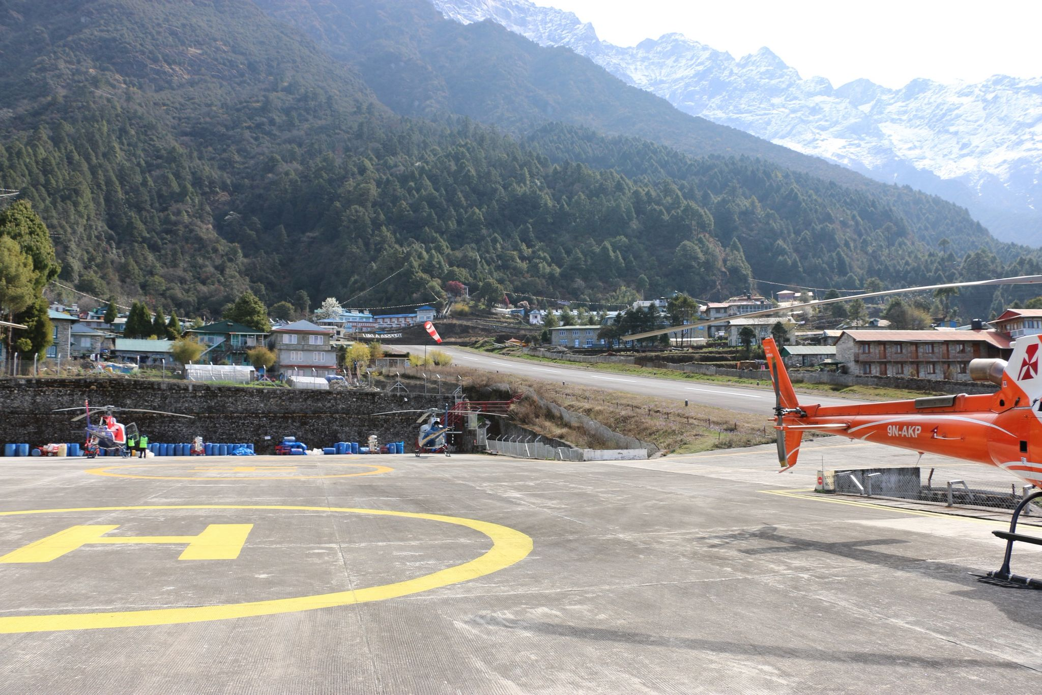 Soft Landing at Lukla Airport during the Everest Helicopter Tour.