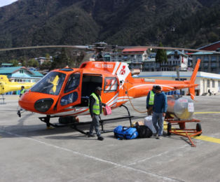 Refuelling Stop at Lukla during Everest Helicopter Tour.