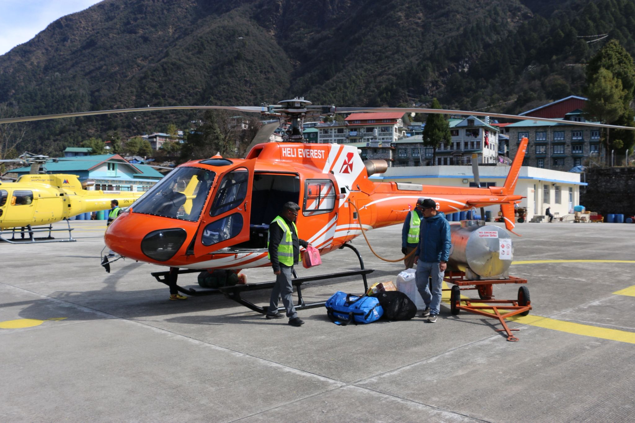 Refuelling Stop at Lukla during Everest Helicopter Tour.
