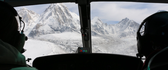 Aerial View of Everest Base Camp (EBC) area during Everest Helicopter Tour.