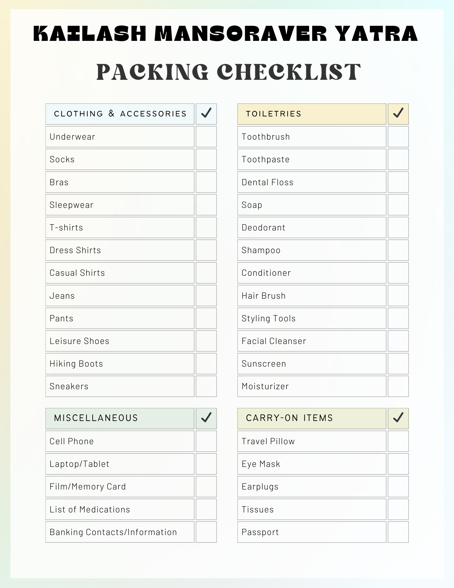 Essential Packing List for the 2025 Kailash Mansarovar Yatra