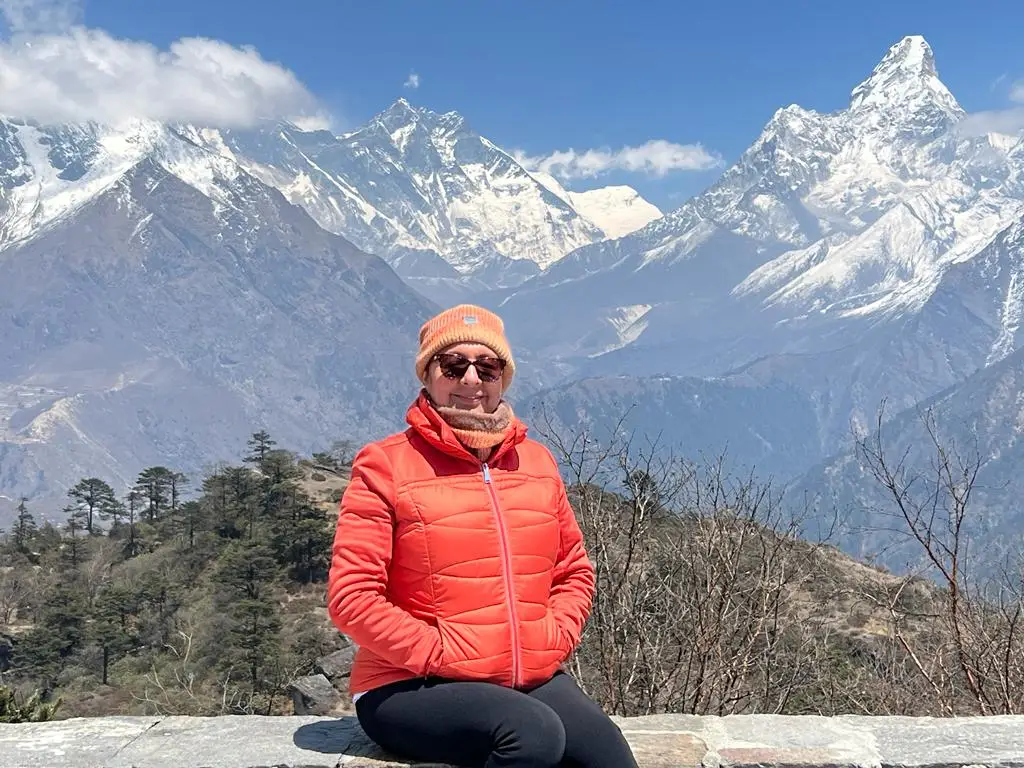 Breathtaking views of Mount Everest and surrounding peaks from Everest View Hotel.
