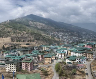 Paro Valley view – lush green valley surrounded by Himalayan peaks