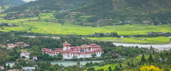 Punakha Dzong and valley – majestic fortress at the confluence of two rivers