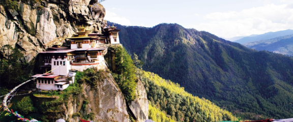 Tiger’s Nest Monastery perched on a cliff in Paro, iconic highlight of Bhutan Tour 3 Nights 4 Days.