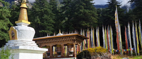 Scenic beauty of Paro Valley with traditional Prayerflags and Himalayan landscapes.