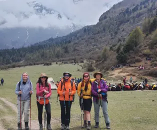 Our trekking team on the Manaslu Circuit Trek from Pokhara.