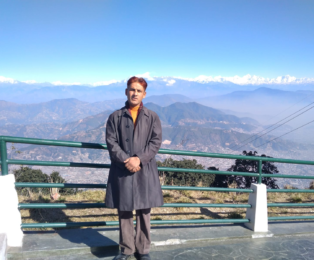 Kamal Dhodari in Chandragri hills during the Himalayan view tour.