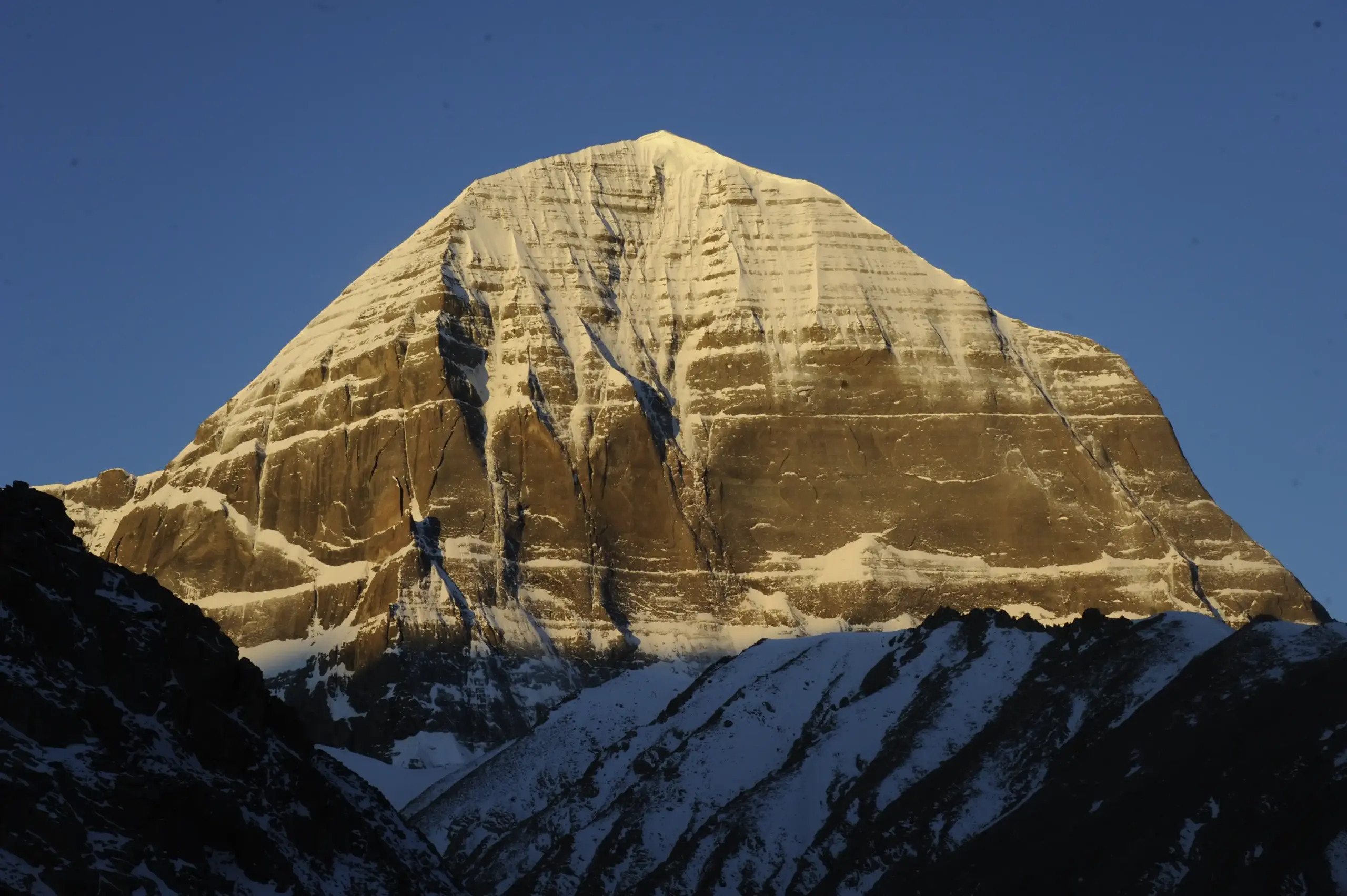 Sunlit Mount Kailash during the trek to Zuthulphuk via Dolma La Pass and Gauri Kund