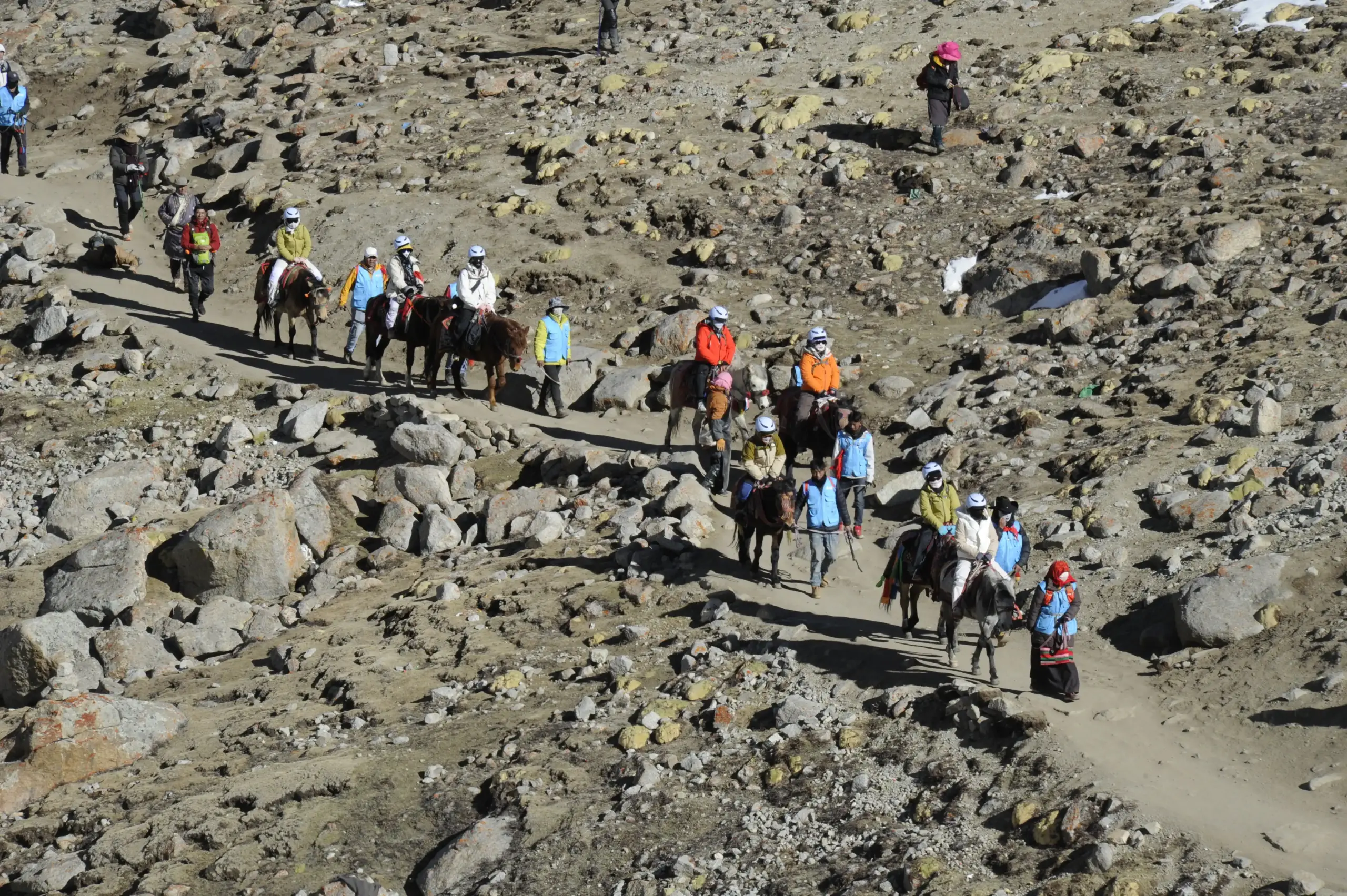 Pilgrims Crossing the Kailash Kora Trail via Dolma La Pass