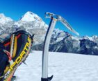 Ice Axe and Mountaineering Gear on Mera Peak Glacier