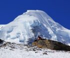 Mera Peak view from Mera Base Camp during Mera Peak climbing.