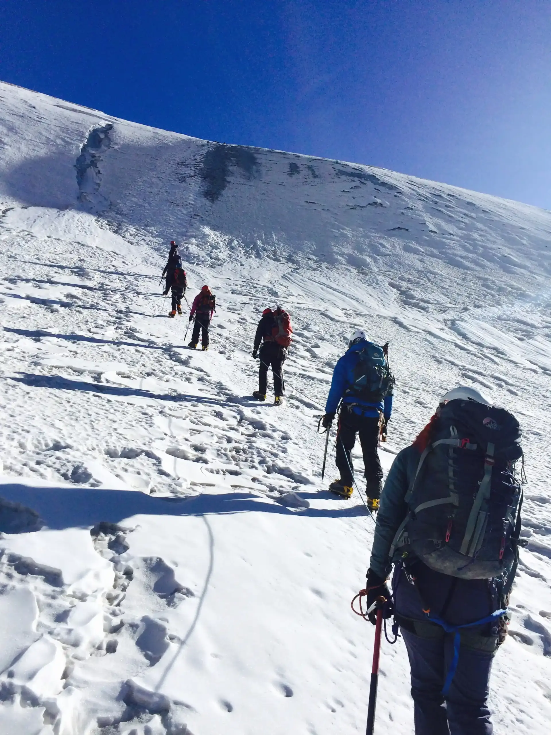 Climbers Crossing the Mera Peak Glacier