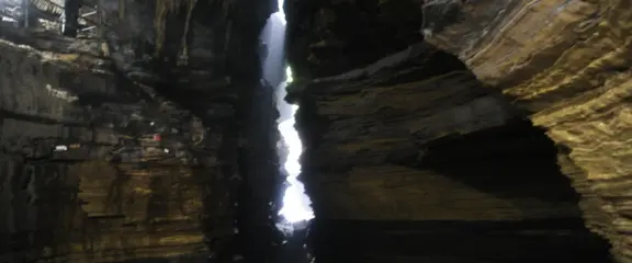 View of Davis Falls from Gupteshwor Mahadev Cave in Pokhara during the Best of Nepal Tour.